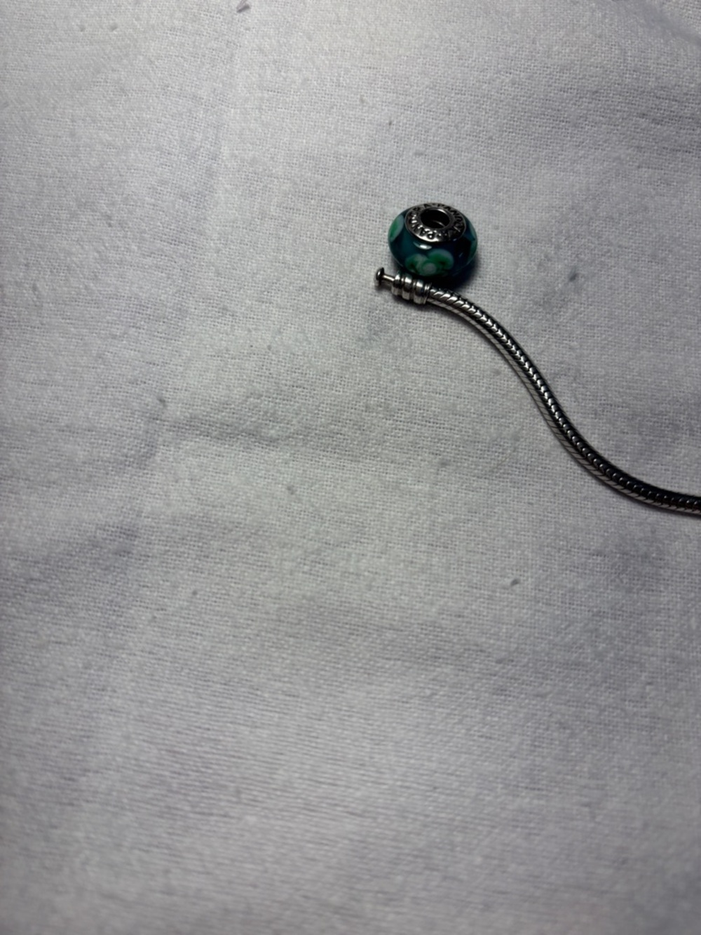 Pandora Green and Silver Charm AUTHENTIC SILVER